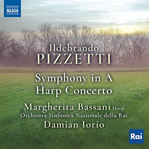 CD cover for Pizzetti’s Symphony in A, featuring a misty landscape.