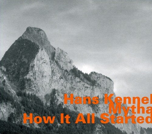 Album cover with a black and white mountain landscape and orange text overlay.