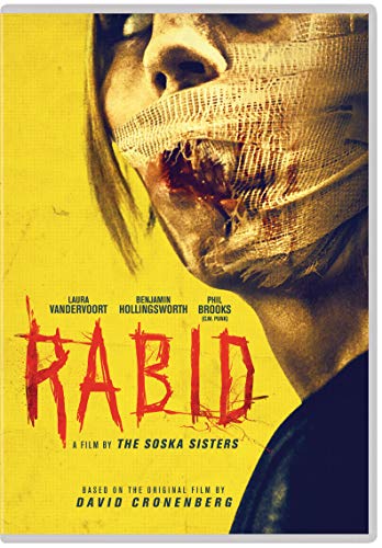 DVD cover showing a person's face wrapped in bloody bandages against a yellow background.