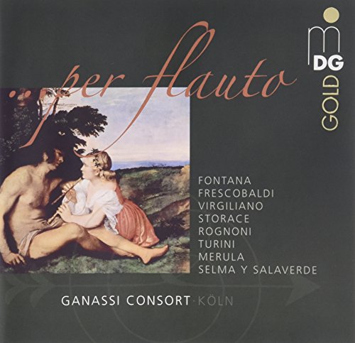 "CD cover with a Renaissance painting of a man and woman in a landscape."
