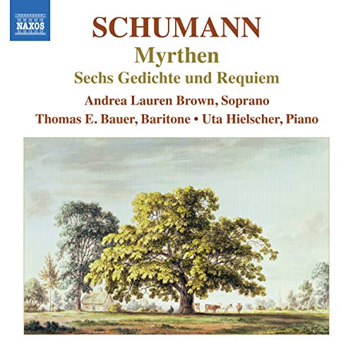 CD cover for Schumann’s “Myrten” featuring a pastoral landscape painting.
