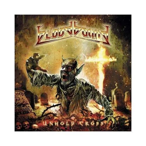 Album cover for Bloodbound’s “Unholy Cross” featuring a demonic figure.