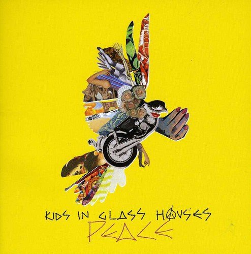 Yellow album cover with collage of images forming a bird shape, text below.