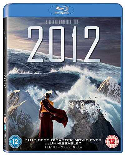 2012" Blu-ray cover with disaster imagery of waves and mountains.