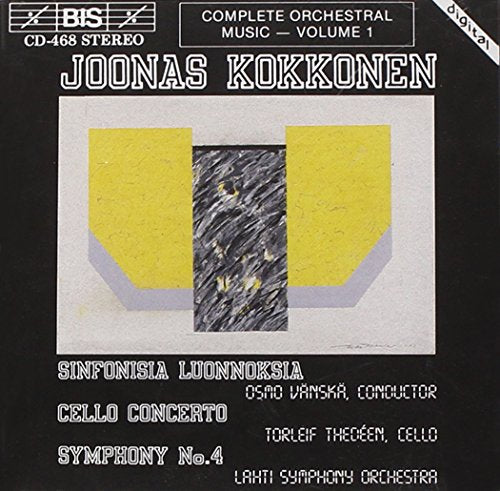 CD cover for Jonas Kokkonen orchestral works, abstract yellow design.