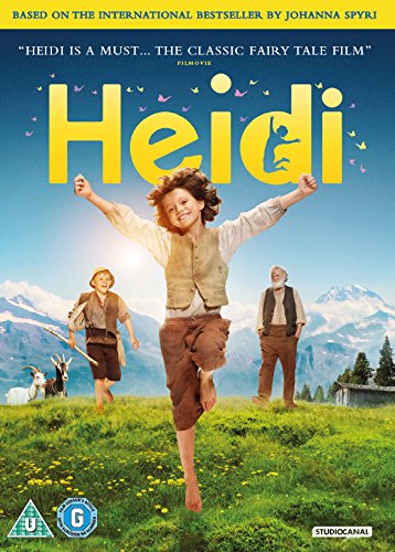 DVD cover for "Heidi" featuring a girl jumping in a meadow.