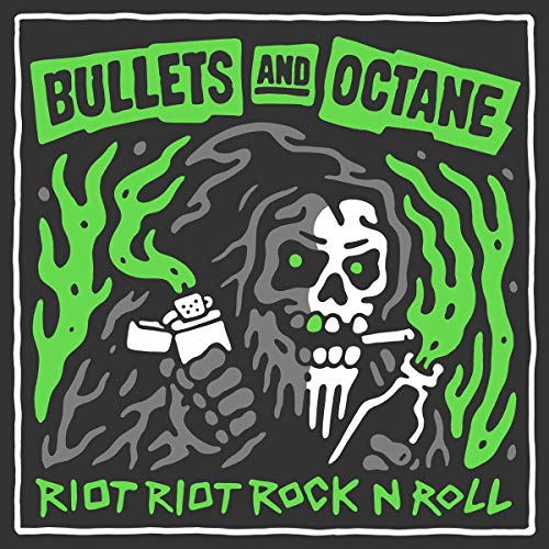 CD cover: Skull, dice, and flames in green and white on black.