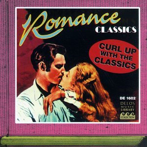 "CD cover with couple embracing, pink background, and 'Romance Classics' title."