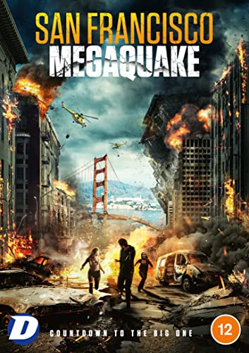 Megaquake" DVD cover: San Francisco in ruins with people fleeing disaster.
