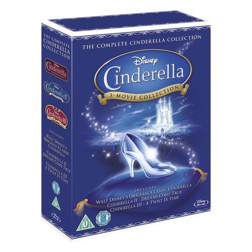 "Disney Cinderella Blu-ray box set cover featuring Cinderella and her fairy godmother."