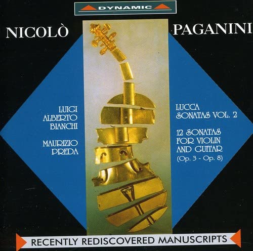 CD cover: Paganini sonatas performed by Bianchi and Preda, featuring a violin.