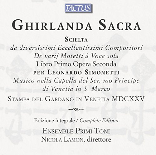 CD cover for Ensemble Primi Toni’s “Sacravenezia” with ornate text.