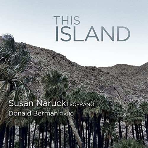 CD cover for Susan Narucki’s “This Island” with desert landscape.