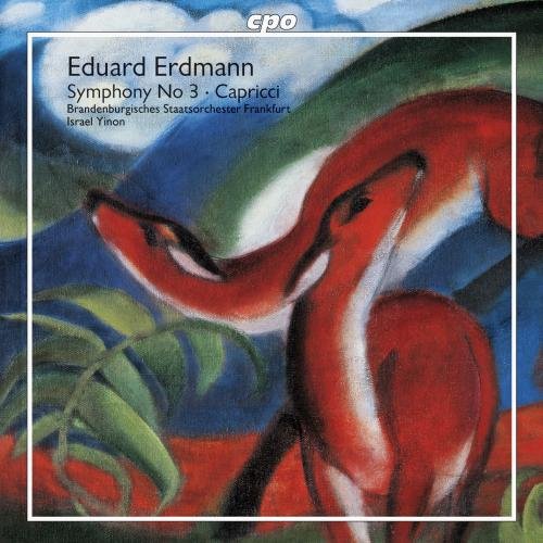 A CD cover with an abstract painting of red foxes and green foliage.