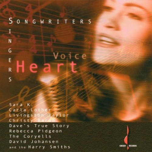 "Album cover with blurred singer's face, music notes, and artist names in white text."