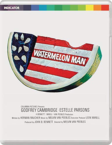 Watermelon Man" Blu-ray cover featuring a watermelon slice patterned like the American flag.