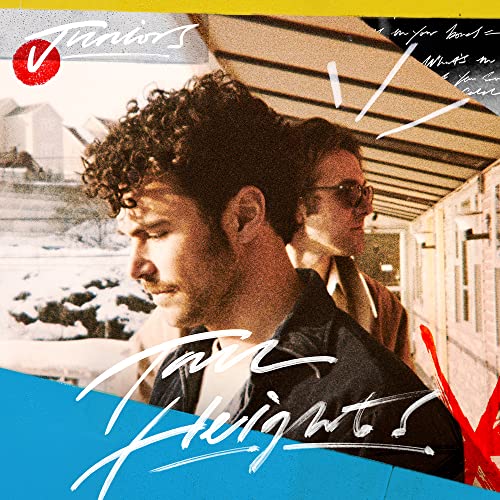 Juniors album cover: two men in profile with red and white swirl effect.