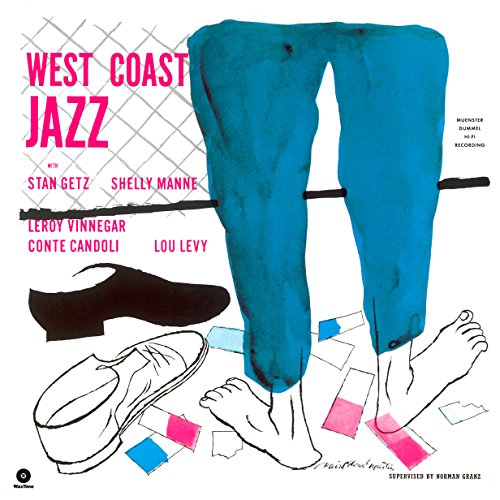 Vinyl album cover for Stan Getz’s “West Coast Jazz” with abstract art.