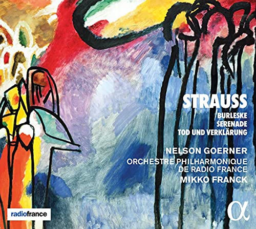 CD cover for Strauss orchestral works by Nelson Goerner, abstract art.