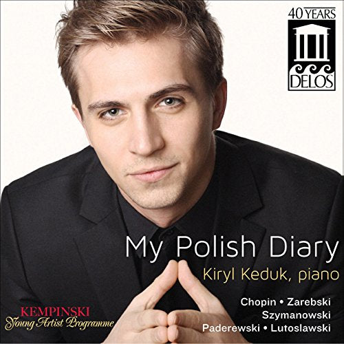 Man in black suit with hands together, white text "My Polish Diary" on the image.