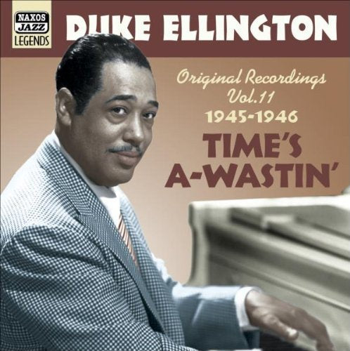 "Duke Ellington CD cover featuring a man at a piano, brown background."