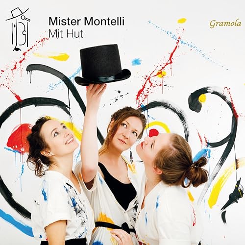 CD cover: three women with a top hat against colorful paint splatters.