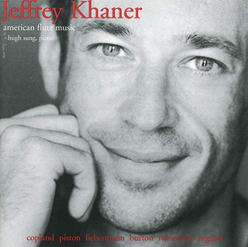 Black and white CD cover featuring flutist Jeffrey Khaner’s portrait.