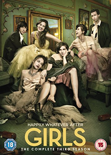DVD cover for "Girls: The Complete Third Season" featuring cast in formal attire.
