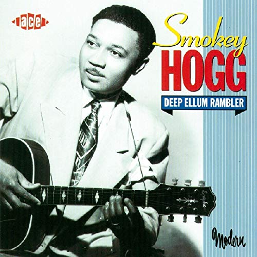 "Smokey Hogg CD cover featuring a man playing guitar, with text and logos."