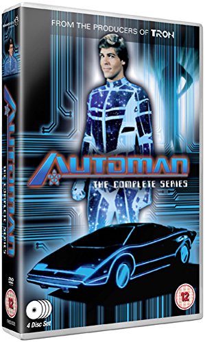 DVD cover for "Automan" featuring a man in a futuristic suit and car.