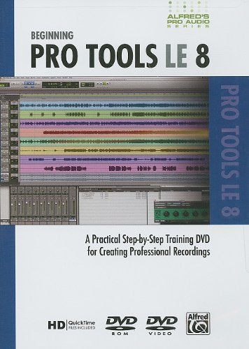 Pro Tools LE 8 training DVD cover with audio editing software interface.