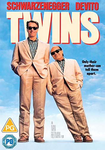 DVD cover for "Twins" featuring Arnold Schwarzenegger and Danny DeVito in matching suits.