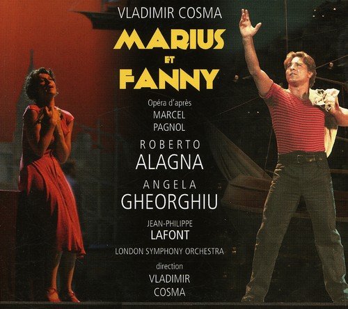 "Album cover featuring a man and woman on stage, with title 'Marius et Fanny'."