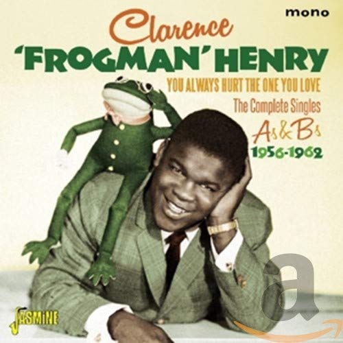 Clarence “Frogman” Henry CD cover with artist and a frog prop.
