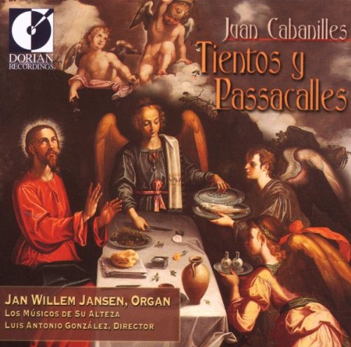 "CD cover featuring a Renaissance-style painting of Jesus at a table with angels."