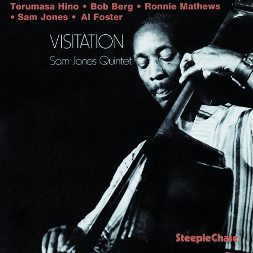 "Album cover with a black-and-white photo of a man holding a double bass."