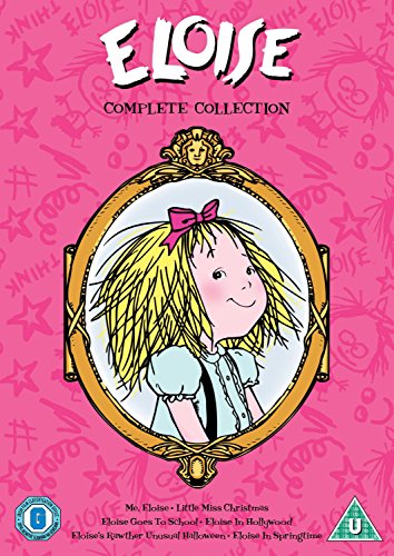 "Eloise Complete Collection DVD cover featuring cartoon girl in ornate gold frame on pink background."