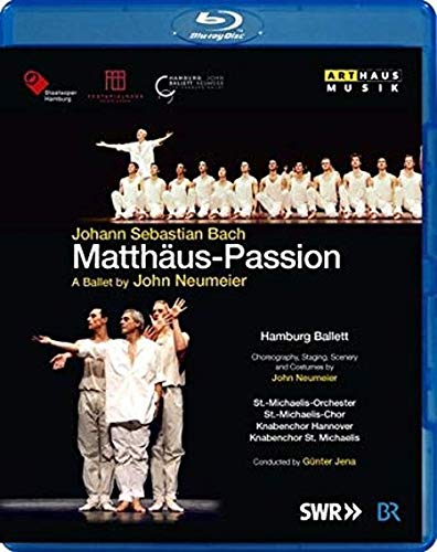 "Blu-ray case with ballet dancers on a black background, white costumes."