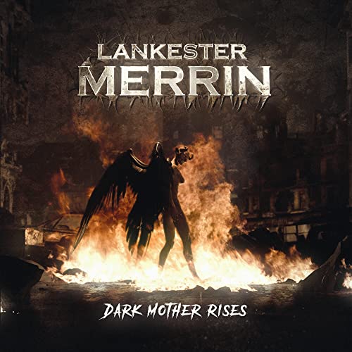 CD cover for Lankester Merrin’s “Dark Mother Rises” featuring a fiery, winged figure.