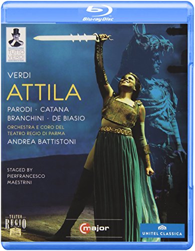 A Blu-ray cover featuring a woman holding a sword aloft, dressed in a long green skirt.