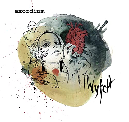 Watercolor-style album cover with a face, heart, and abstract figures.