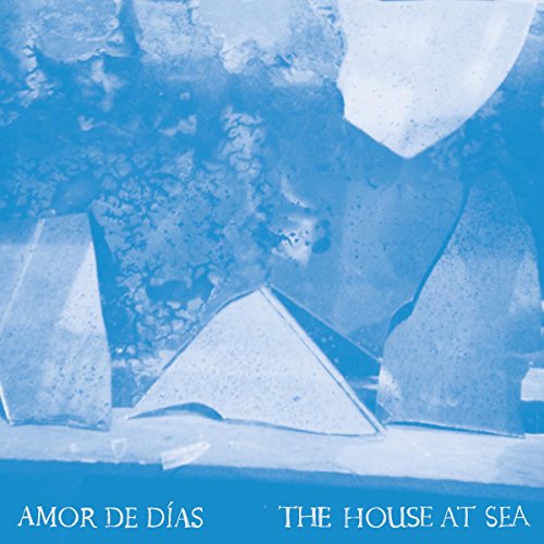 Blue abstract shapes and text reading "Amor De Dias - The House at Sea".