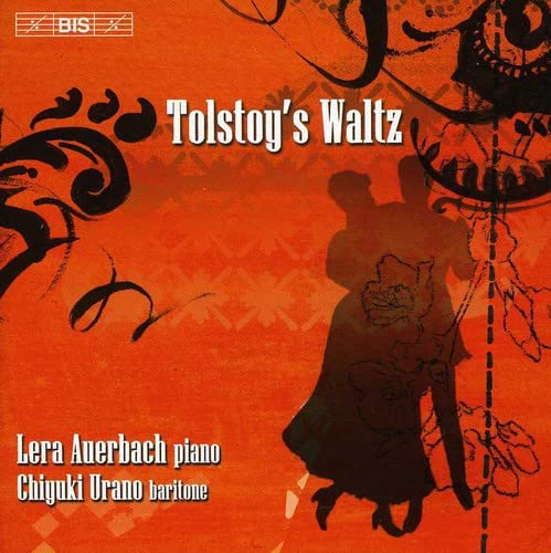 CD cover for "Tolstoy's Waltz" featuring a waltzing couple and piano.