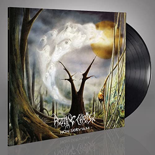 Vinyl record cover with ghostly figures, a bare tree, and a sun.
