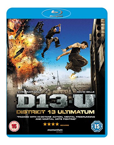 “District 13: Ultimatum” Blu-ray cover featuring action scene with parkour and explosions.