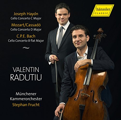 CD cover featuring two men with cellos, classical music composers listed.