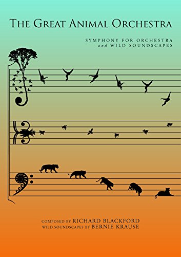 The image is a music sheet cover with a gradient background and animal silhouettes.