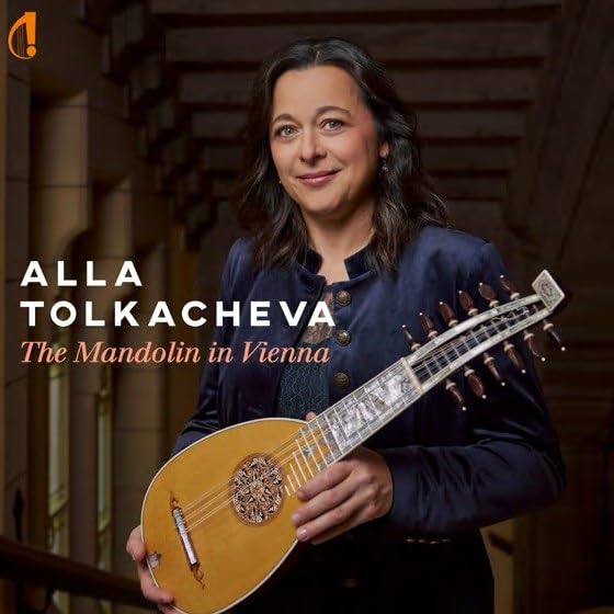 Alla Tolkacheva holding a mandolin, album cover for "The Mandolin in Vienna".