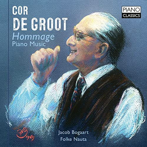 CD cover featuring a painted portrait of composer Cor De Groot.