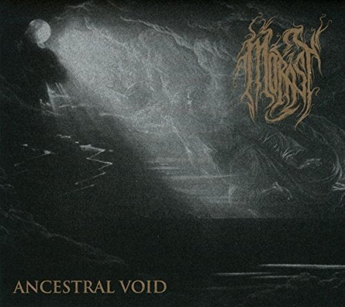 Dark album cover with gold text "Morast" and "Ancestral Void" on a misty, eerie landscape.